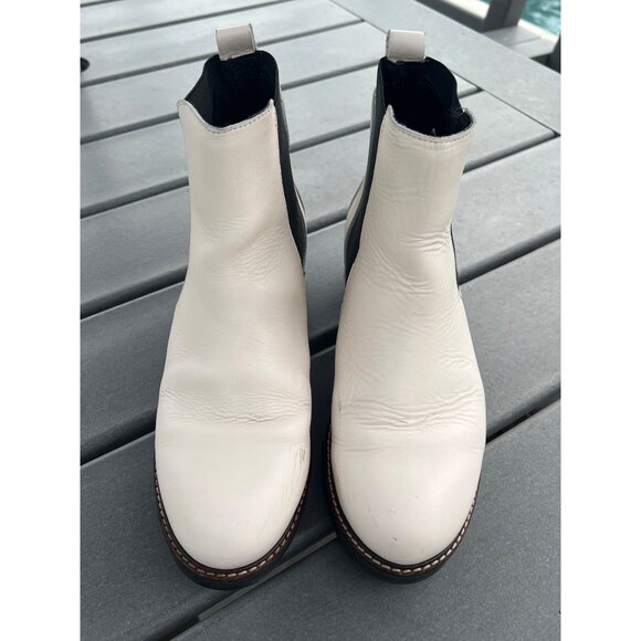 Anthropologie Dale Chelsea Women White Leather Platform Ankle Boots Size 40(9.5) - Picture 3 of 13